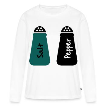 poivre et sel - T-shirt manches longues Premium bio Femme - blanc - Devant - Julia (174cm)