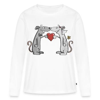 Souris de mariage - mariée et le marié - mariée - marié - T-shirt manches longues Premium bio Femme - blanc - Devant - Julia (174cm)