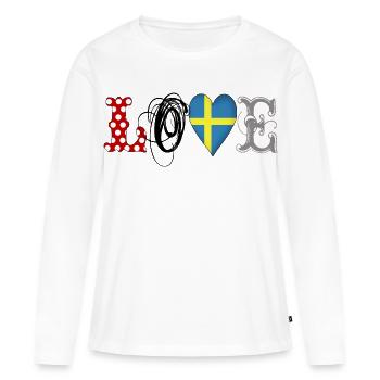 Amour Suède Noir - T-shirt manches longues Premium bio Femme - blanc - Devant - Julia (174cm)
