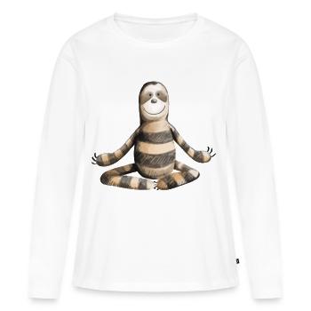 Süßes Yoga Faultier - Comic - Kunst - Fun - Frauen Premium Bio Langarmshirt - Weiß - Vorne - Julia (174cm)