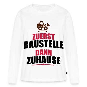 chantier de construction - T-shirt manches longues Premium bio Femme - blanc - Devant - Julia (174cm)