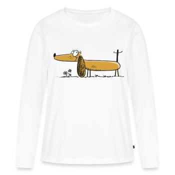 Lustiger Dackel - Dachshund - Teckel - Comic - Frauen Premium Bio Langarmshirt - Weiß - Vorne - Julia (174cm)
