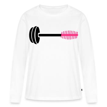 Icône de peigne rose néon - T-shirt manches longues Premium bio Femme - blanc - Devant - Julia (174cm)