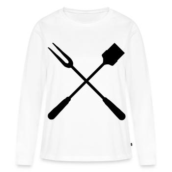 Couverts de barbecue - T-shirt manches longues Premium bio Femme - blanc - Devant - Julia (174cm)