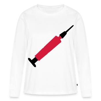 spritze - Frauen Premium Bio Langarmshirt - Weiß - Vorne - Julia (174cm)