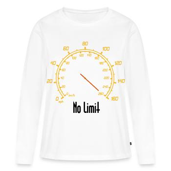 Tacho | No Limit - Frauen Premium Bio Langarmshirt - Weiß - Vorne - Julia (174cm)