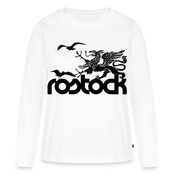 Rostock - Greif und Möwen - Frauen Premium Bio Langarmshirt - Weiß - Vorne - Julia (174cm)