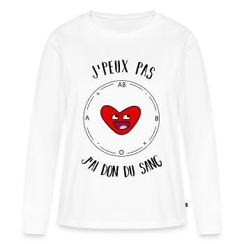 Ich kann kein Blut spenden - Frauen Premium Bio Langarmshirt - Weiß - Vorne - Julia (174cm)