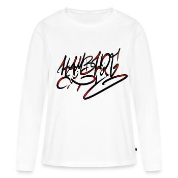 Hambourg - T-shirt manches longues Premium bio Femme - blanc - Devant - Julia (174cm)