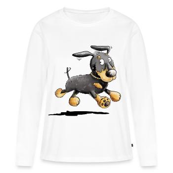 Teckel flotter - Chien de toit - Teckel - Cadeau - T-shirt manches longues Premium bio Femme - blanc - Devant - Julia (174cm)