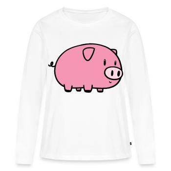 Petit cochon - T-shirt manches longues Premium bio Femme - blanc - Devant - Julia (174cm)