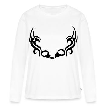 Trible à menottes - T-shirt manches longues Premium bio Femme - blanc - Devant - Julia (174cm)
