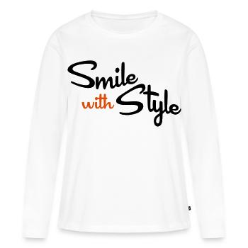 smile - Women's Premium Organic Long Sleeve Shirt - white - Front - Julia (174cm)