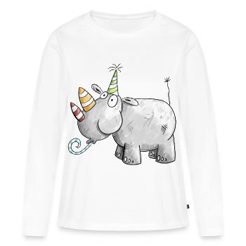 Partie Rhino I Rhino I Cadeau D'anniversaire Comique - T-shirt manches longues Premium bio Femme - blanc - Devant - Julia (174cm)