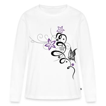 Ornament with butterfly and flowers - Women's Premium Organic Long Sleeve Shirt - white - Front - Julia (174cm)