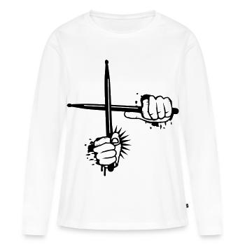 two crossed drumsticks - Women's Premium Organic Long Sleeve Shirt - white - Front - Julia (174cm)