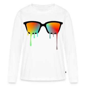 Sonnenbrille - Frauen Premium Bio Langarmshirt - Weiß - Vorne - Julia (174cm)