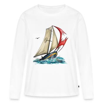 Segel Yacht - Frauen Premium Bio Langarmshirt - Weiß - Vorne - Julia (174cm)