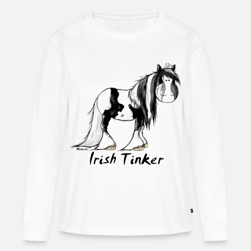 Pfiffiger Irish Tinker - Gypsy Cob - Frauen Premium Bio Langarmshirt - Weiß