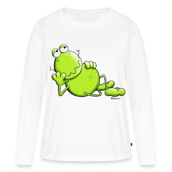 Rêveur Grenouille - T-shirt manches longues Premium bio Femme - blanc - Devant - Julia (174cm)