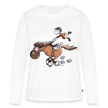 Cheval De Course Rapide - T-shirt manches longues Premium bio Femme - blanc - Devant - Julia (174cm)