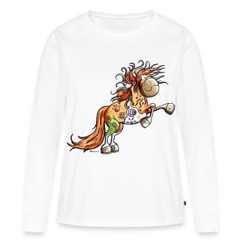 Cheval Sauvage - T-shirt manches longues Premium bio Femme - blanc - Devant - Julia (174cm)