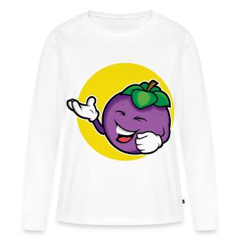 Conception de prune - T-shirt manches longues Premium bio Femme - blanc - Devant - Julia (174cm)