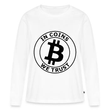 Les investisseurs en Bitcoin - T-shirt manches longues Premium bio Femme - blanc - Devant - Julia (174cm)