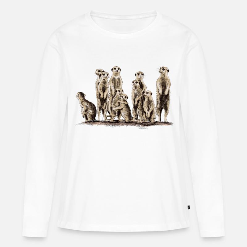 Erdmännchen - Frauen Premium Bio Langarmshirt - Weiß