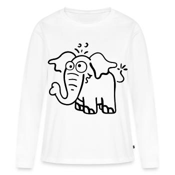 Drôle d'éléphant. - T-shirt manches longues Premium bio Femme - blanc - Devant - Julia (174cm)