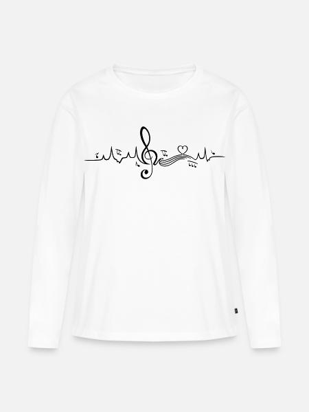 Herzschlag, Liebe zur Musik - Frauen Premium Bio Langarmshirt - Weiß