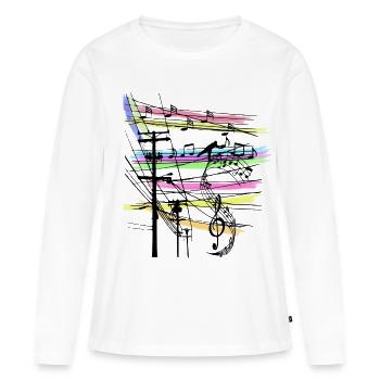Notes de musique - T-shirt manches longues Premium bio Femme - blanc - Devant - Julia (174cm)