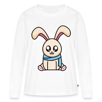 Hase mit Schal - Frauen Premium Bio Langarmshirt - Weiß - Vorne - Julia (174cm)
