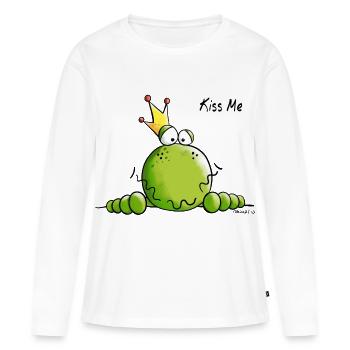Kiss Me Grenouille - T-shirt manches longues Premium bio Femme - blanc - Devant - Julia (174cm)