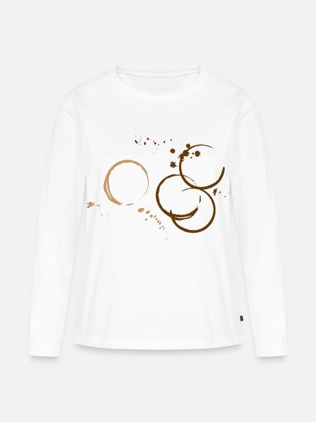 Kaffee Kaffeeränder Kleckse - Frauen Premium Bio Langarmshirt - Weiß