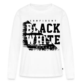Noir & blanc - T-shirt manches longues Premium bio Femme - blanc - Devant - Julia (174cm)