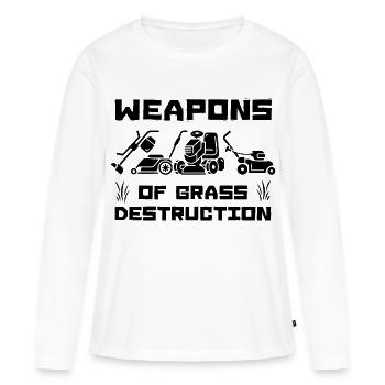 Armes de destruction de l’herbe - T-shirt manches longues Premium bio Femme - blanc - Devant - Julia (174cm)