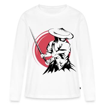 Symbole de combattant d’épée de samouraï Logo du Japon - T-shirt manches longues Premium bio Femme - blanc - Devant - Julia (174cm)