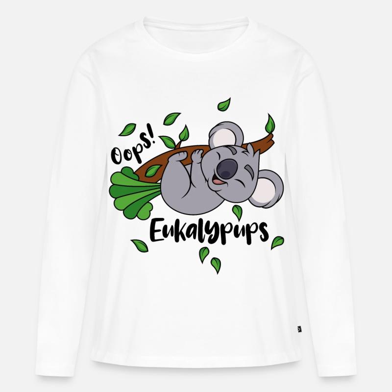 Koala Eukalyptus Oops Eukalypups Pups Tier Ast - Frauen Premium Bio Langarmshirt - Weiß