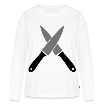 Messer - Frauen Premium Bio Langarmshirt - Weiß - Vorne - Julia (174cm)