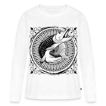Fisch - Fischer - Fischen - Fischerei - Hecht - Frauen Premium Bio Langarmshirt - Weiß - Vorne - Julia (174cm)