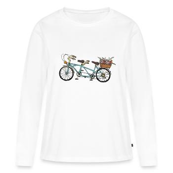 Tandem de fleurs - T-shirt manches longues Premium bio Femme - blanc - Devant - Julia (174cm)
