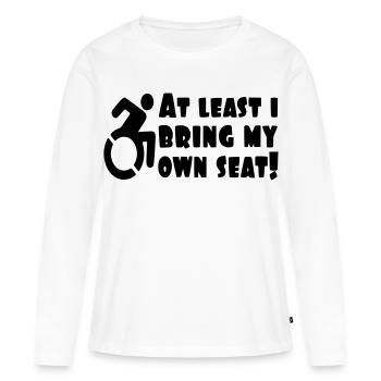 Au moins, j’apporte mon propre fauteuil roulant # - T-shirt manches longues Premium bio Femme - blanc - Devant - Julia (174cm)