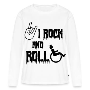 Je me balance et je roule dans mon fauteuil roulant, mon rouleau, ma musique # - T-shirt manches longues Premium bio Femme - blanc - Devant - Julia (174cm)