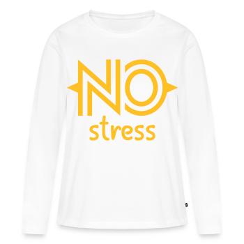NO stress - T-shirt manches longues Premium bio Femme - blanc - Devant - Julia (174cm)