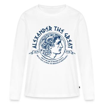 alexandre la grande macédoine - T-shirt manches longues Premium bio Femme - blanc - Devant - Julia (174cm)