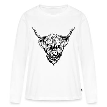 Bovins des Highlands - T-shirt manches longues Premium bio Femme - blanc - Devant - Julia (174cm)