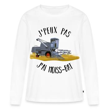 J'peux pas j'ai moiss-bat - T-shirt manches longues Premium bio Femme - blanc - Devant - Julia (174cm)