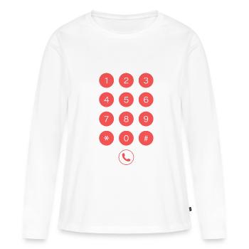 Clavier de téléphone - T-shirt manches longues Premium bio Femme - blanc - Devant - Julia (174cm)