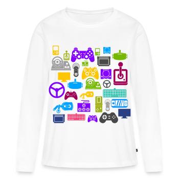 Gaming Gaming Gaming Gaming Gaming Gaming Gaming - T-shirt manches longues Premium bio Femme - blanc - Devant - Julia (174cm)